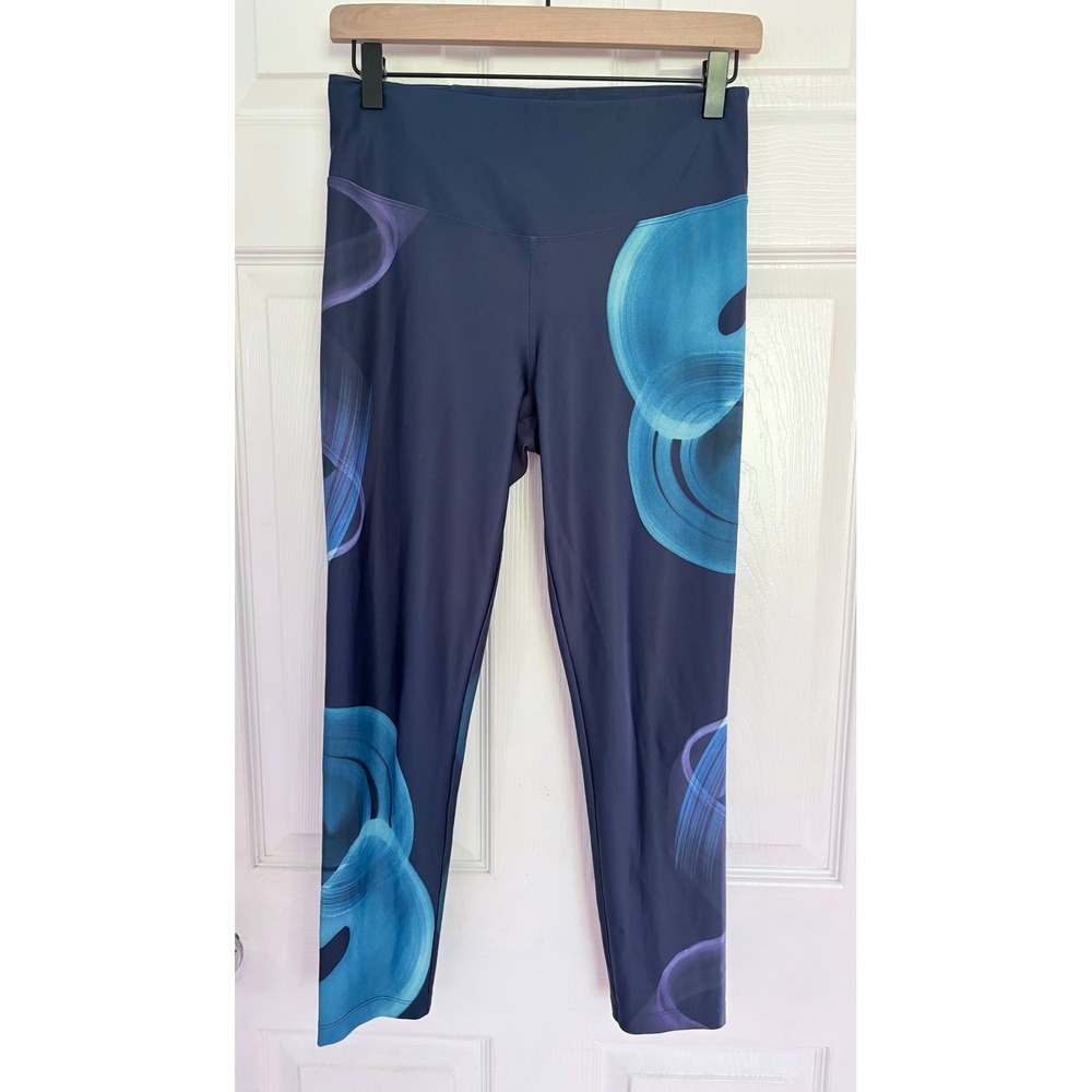 Desigual Leggings Size M Navy Blue Abstract Positional Swirl Art Print Pants